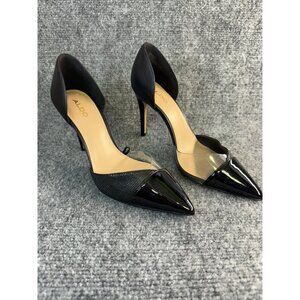 Aldo Womens Shoes 6.5M Black Patent Leather Pointed Toe Dorsay Heels